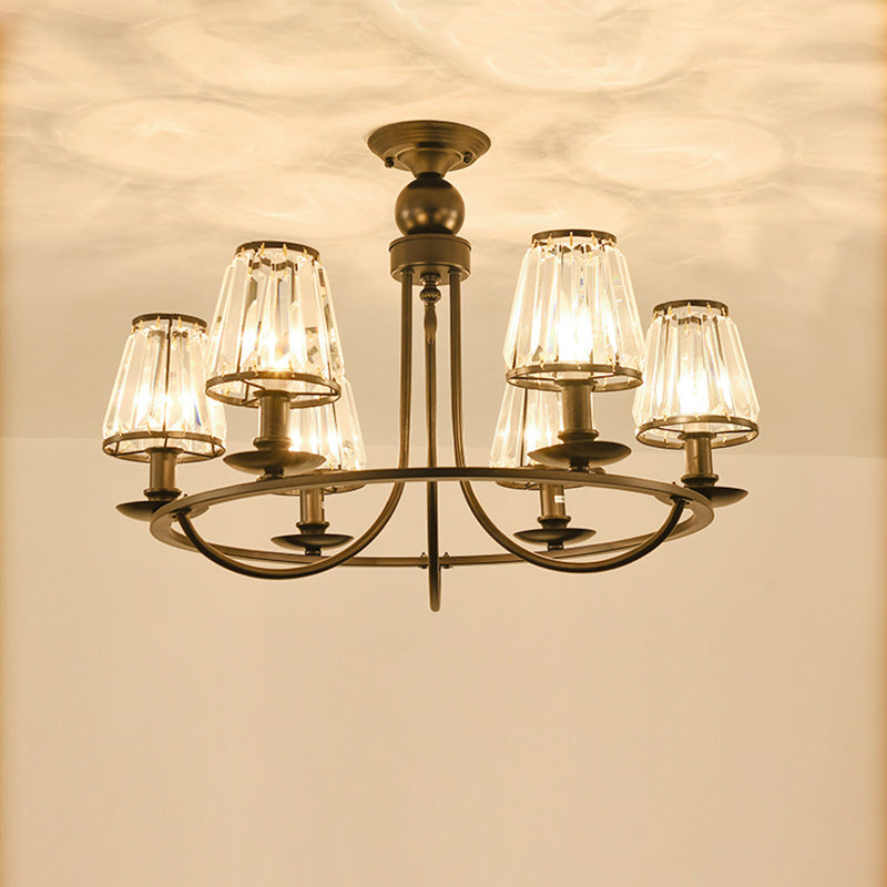 Schwarze konische Deckenhängung Lampe Traditionelle Cut-Kristall-Esszimmer Kronleuchter