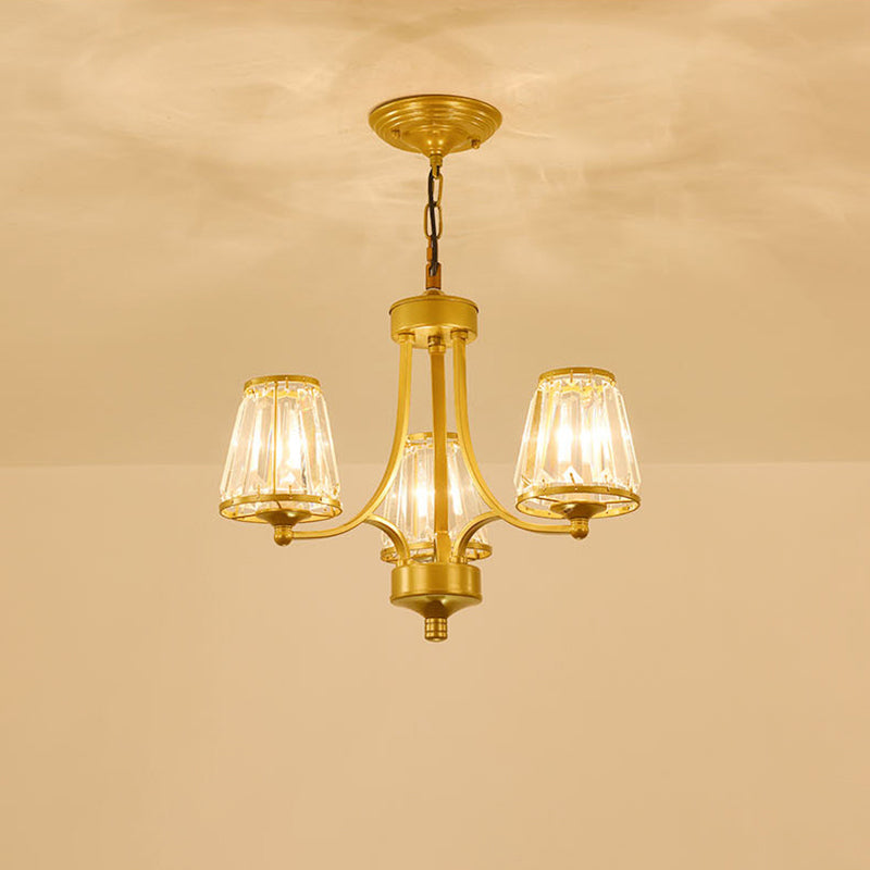 Crystal Prism Hanging Chandelier Conical Traditional Style Pendant Lighting Fixture