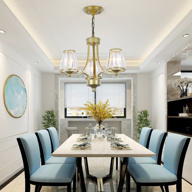Crystal Prism Hanging Chandelier Conical Traditional Style Pendant Lighting Fixture