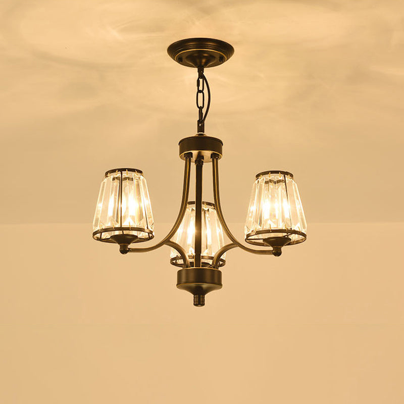 Crystal Prism Hanging Chandelier Conical Traditional Style Pendant Lighting Fixture