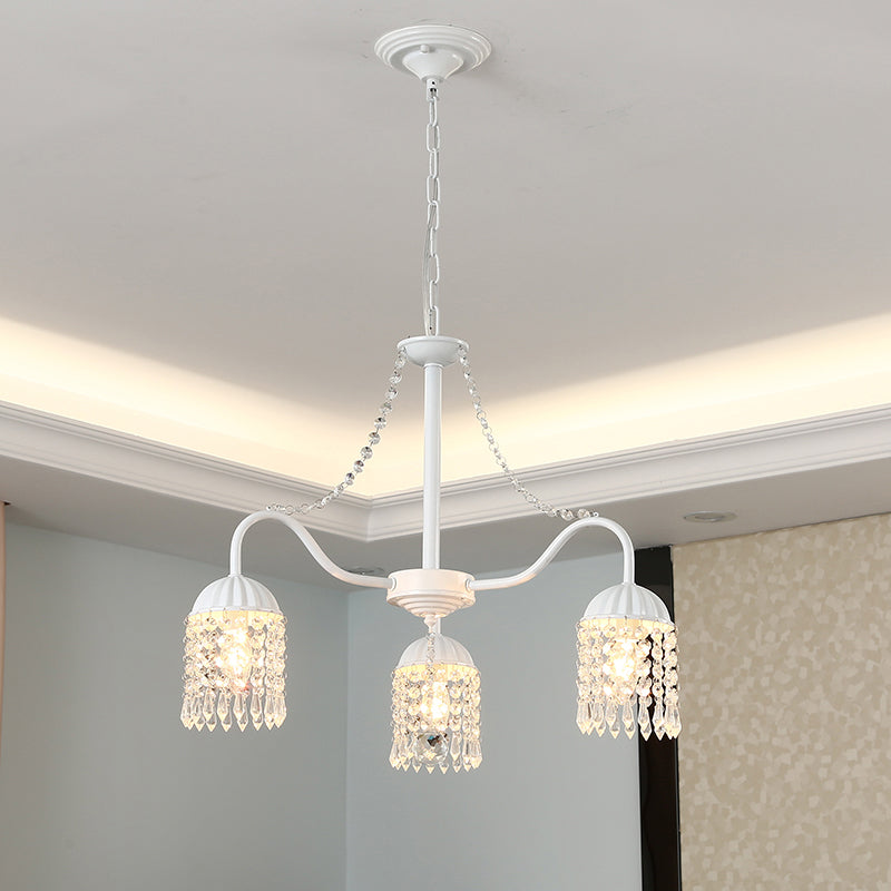 Crystal Tassel LED Chandelier Lamp Country Style Living Room Hanging Light Fixture