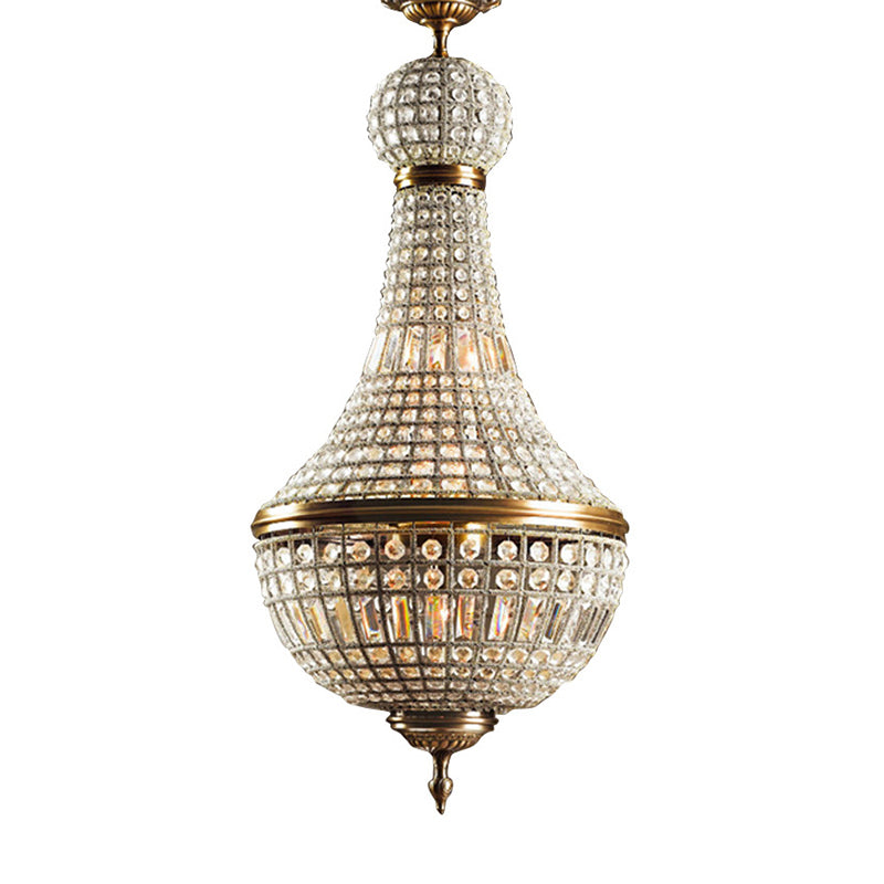 Brass Empire Chandelier French Country Crystal Bedroom Ceiling Pendant Light Fixture
