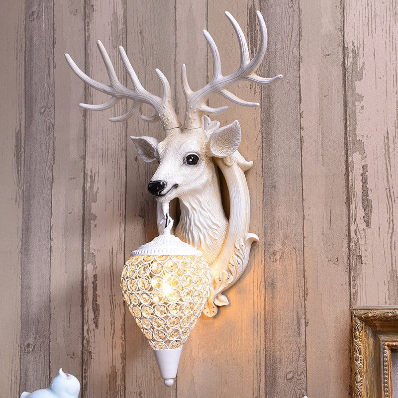 LOGE DEER HOOFT WANDELLICHT EMBRIJKE 1 BILB RESIN WALL SCONCE MET DEROP CRYSTAL TADH