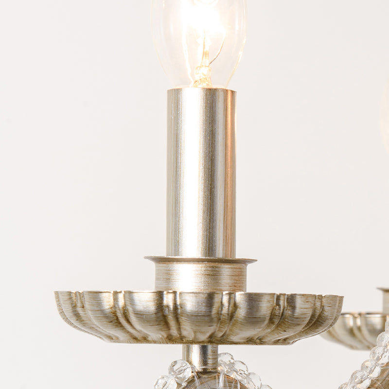 Metal Candle Wall Mounted Light Rustic Bedside Sconce Lighting Fixture with Crystal Bead