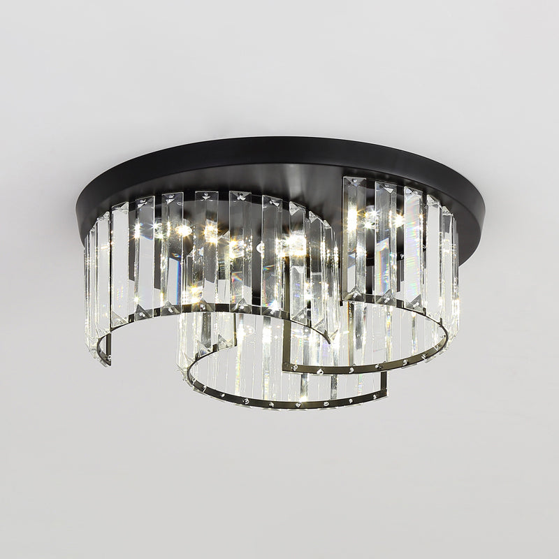 Black Windmill Shaped Ceiling Fixture Modern Prismatic Crystal LED Flush Mount Lighting