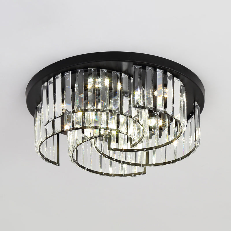 Black Windmill Shaped Ceiling Fixture Modern Prismatic Crystal LED Flush Mount Lighting
