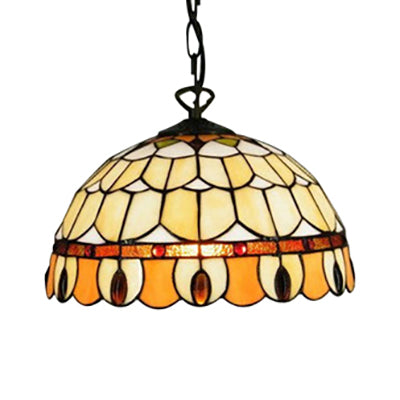 Esszimmerbeleuchtung mit Kreis/Edelsteinmuster Tiffany Jeweled Deckenlampe mit Kette und Glasschatten