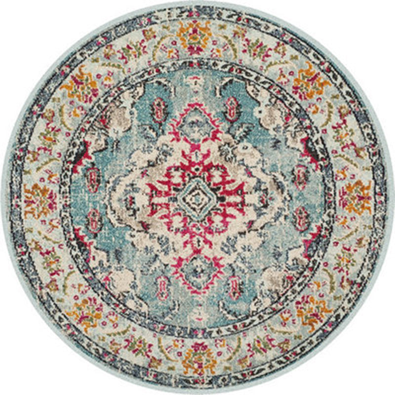 Tapis à imprimé tribal multicolore Polyester bohème carpet teinture résistante à la machine lavable sans glissement pour chambre à coucher