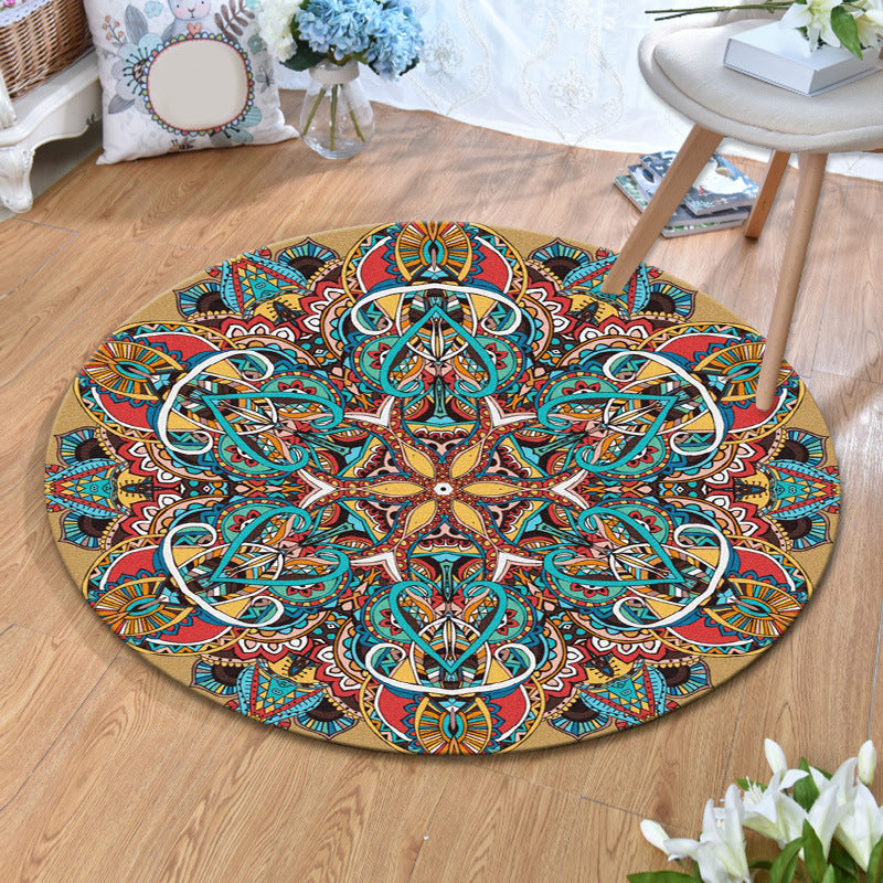 Olden Bohemian Style Rug Multi Color Tribal Pattern Carpet Non-Slip Backing Stain Resistant Washable Rug for Sitting Room