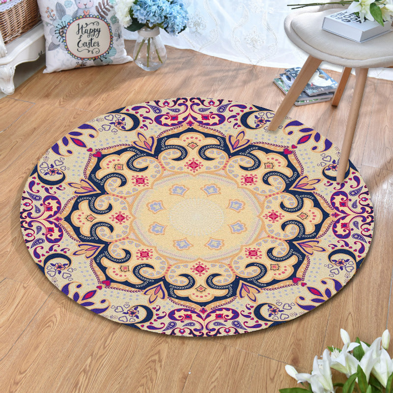 Olden Bohemian Style Rug Multi Color Tribal Pattern Carpet Non-Slip Backing Stain Resistant Washable Rug for Sitting Room