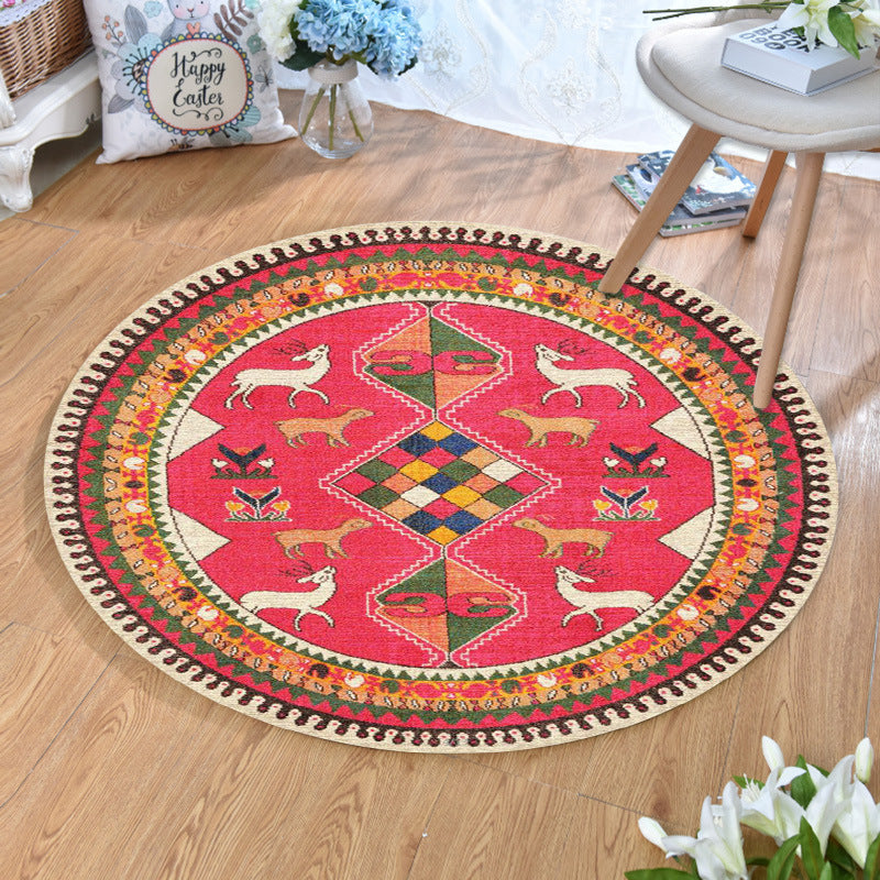 Olden Bohemian Style Rug Multi Color Tribal Pattern Carpet Non-Slip Backing Stain Resistant Washable Rug for Sitting Room