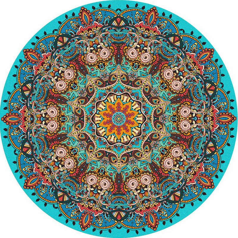Olden Bohemian Style Rug Multi Color Tribal Pattern Carpet Non-Slip Backing Stain Resistant Washable Rug for Sitting Room