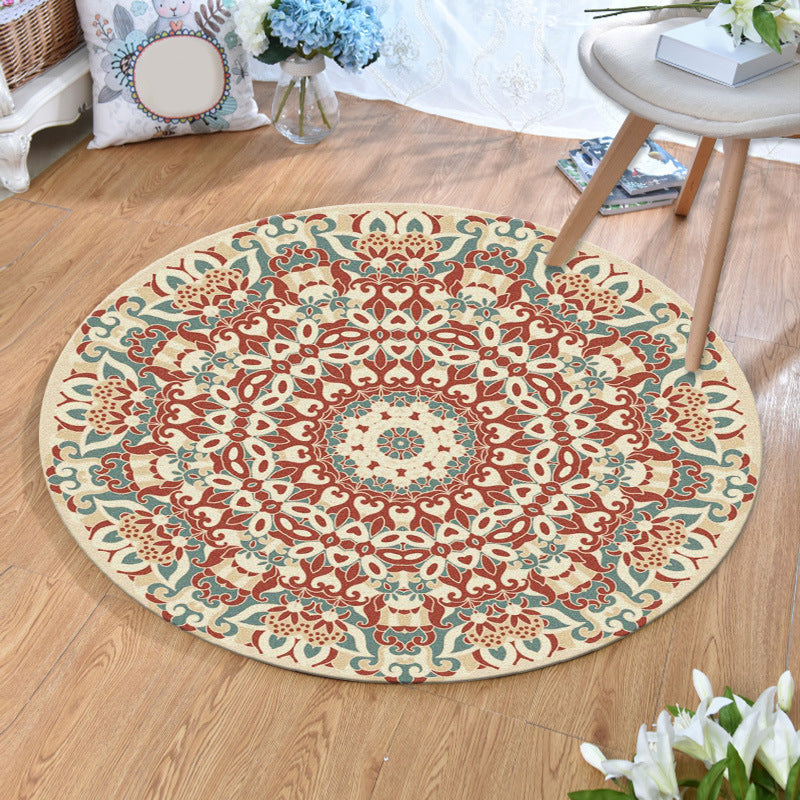Olden Bohemian Style Rug Multi Color Tribal Pattern Carpet Non-Slip Backing Stain Resistant Washable Rug for Sitting Room