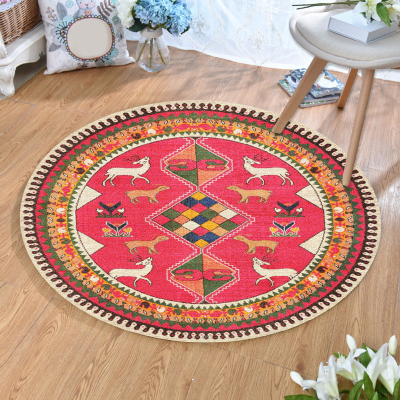 Olden Bohemian Style Rug Multi Color Tribal Pattern Carpet Non-Slip Backing Stain Resistant Washable Rug for Sitting Room