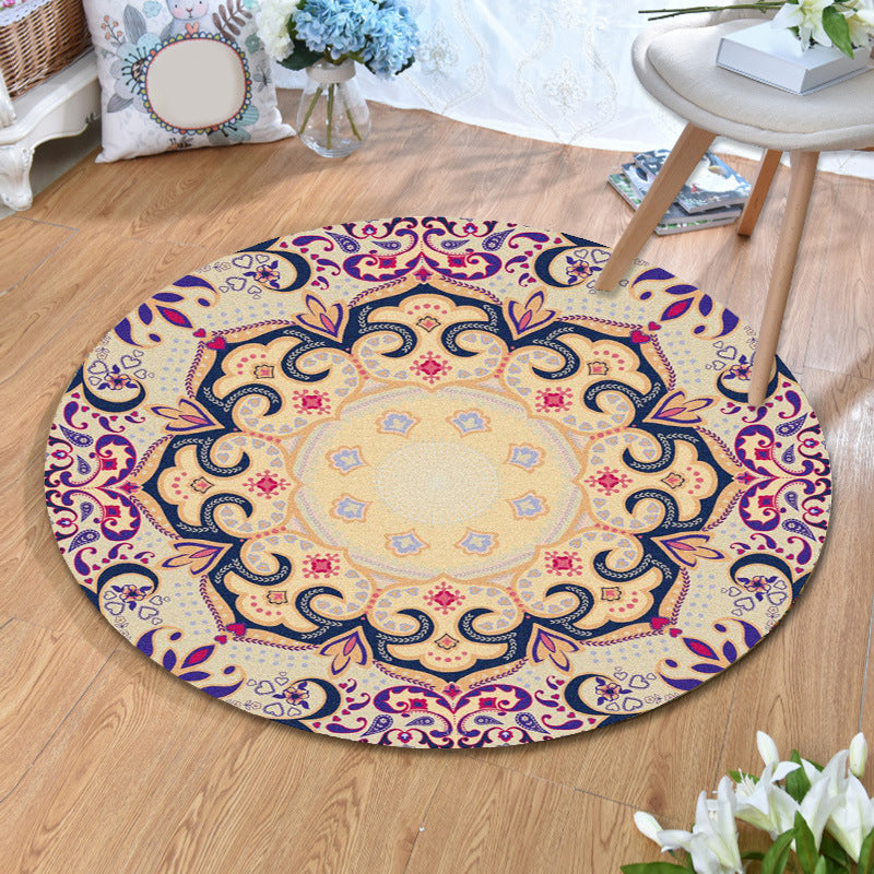 Olden Bohemian Style Rug Multi Color Tribal Pattern Carpet Non-Slip Backing Stain Resistant Washable Rug for Sitting Room