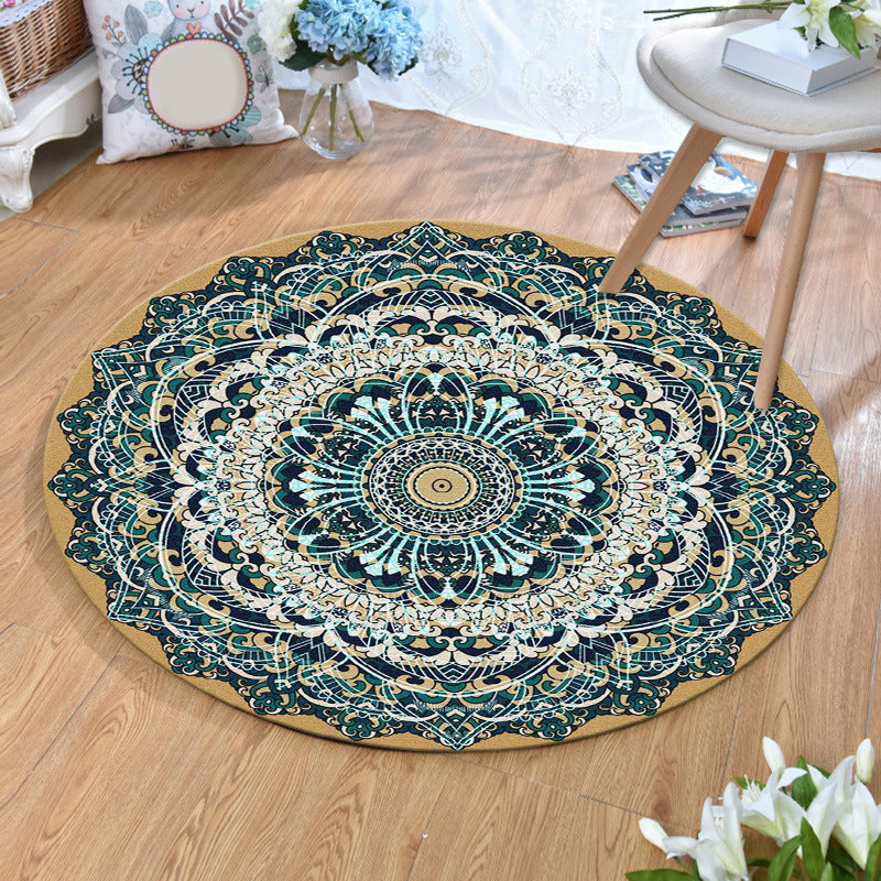 Olden Bohemian Style Rug Multi Color Tribal Pattern Carpet Non-Slip Backing Stain Resistant Washable Rug for Sitting Room
