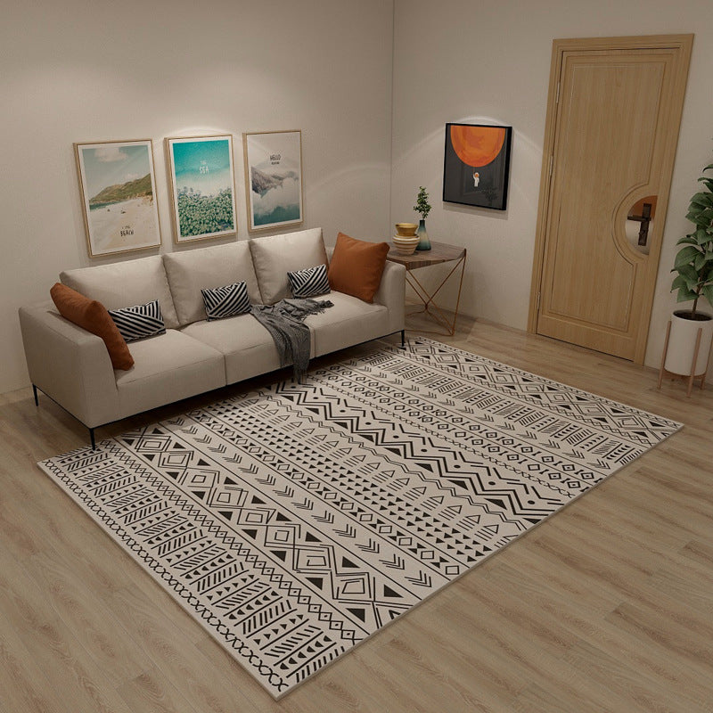 Classical Moroccan Rug Multicolor Seamless Tribal Pattern Rug Non-Slip Pet Friendly Machine Washable Rug for Home Decoration