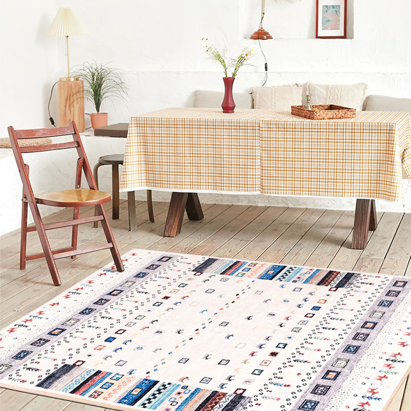 Moroccan Home Area Rug Multi-Colored Pattern Carpet Polypropylene Pet-Friendly Machine Wash Rug