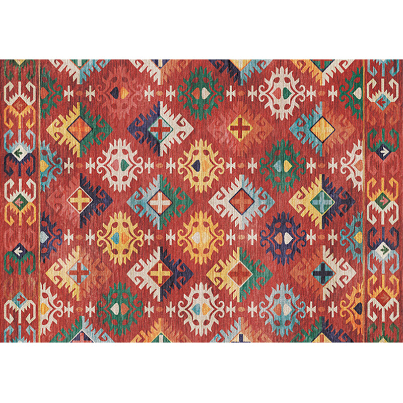 Multi Color Geometric Print Rug Synthetics Bohemia Carpet Stain Resistant Pet Friendly Non-Slip Backing Rug for Living Room