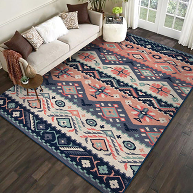 Funky Boho Rug Multi Color Tribal Print Rug Pet Friendly Washable Anti-Slip Carpet for Home Decor
