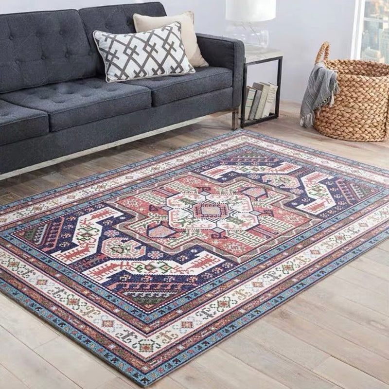 Pretty Floral Print Rug Multi-Color Moroccan Style Rug Polyester Non-Slip Washable Stain Resistant Rug for Room