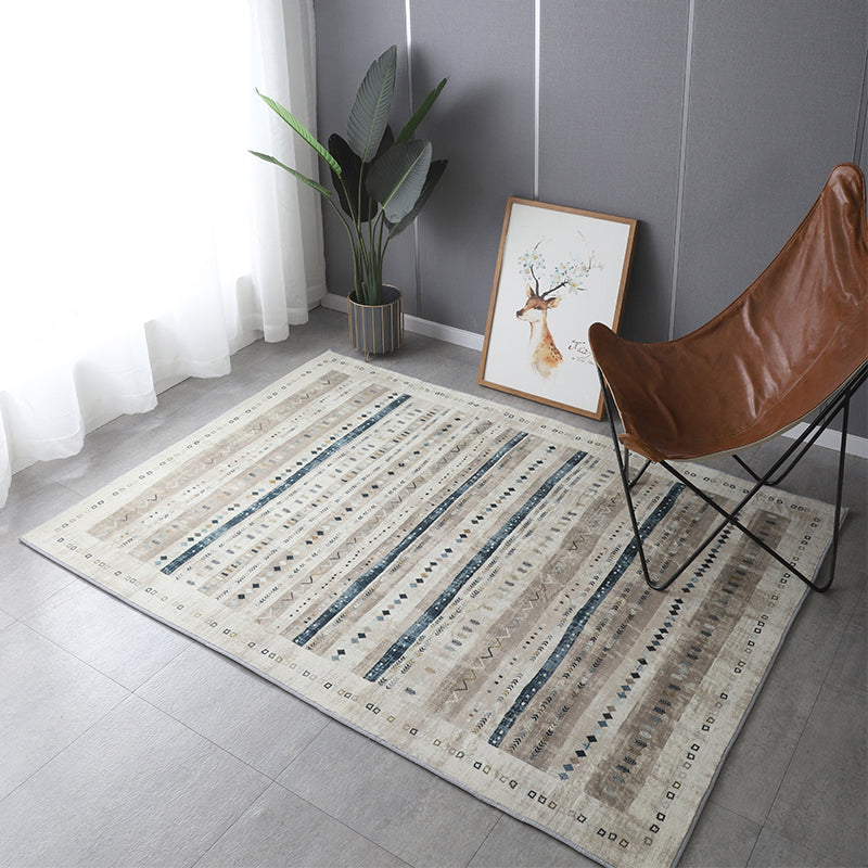 Bohemia Patterned Rug Multicolor Polypropylene Rug Non-Slip Backing Pet Friendly Washable Carpet for Sitting Room
