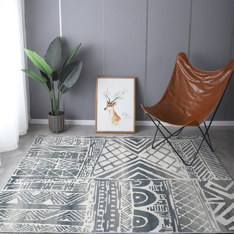 Bohemia Patterned Rug Multicolor Polypropylene Rug Non-Slip Backing Pet Friendly Washable Carpet for Sitting Room