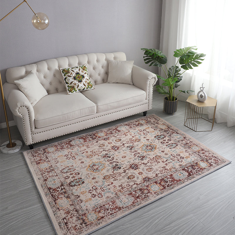 Bohemia Patterned Rug Multicolor Polypropylene Rug Non-Slip Backing Pet Friendly Washable Carpet for Sitting Room
