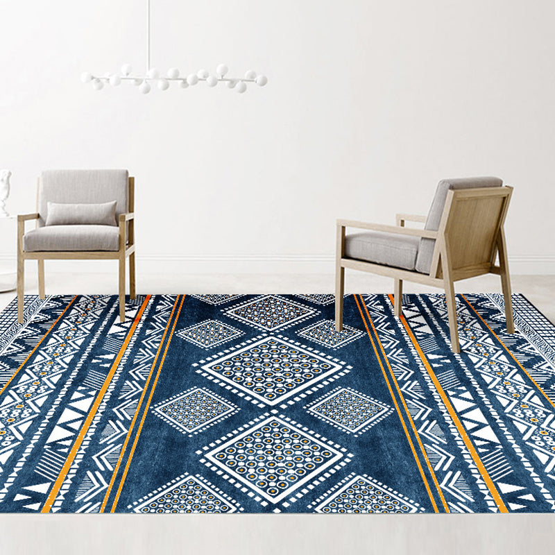 Exotic Multi-Color Boho Rug Polyester Seamless Geometric Pattern Rug Anti-Slip Pet Friendly Machine Washable Carpet for Room