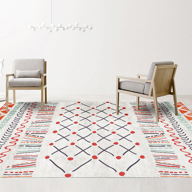 Exotic Multi-Color Boho Rug Polyester Seamless Geometric Pattern Rug Anti-Slip Pet Friendly Machine Washable Carpet for Room