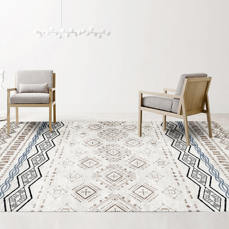 Exotic Multi-Color Boho Rug Polyester Seamless Geometric Pattern Rug Anti-Slip Pet Friendly Machine Washable Carpet for Room