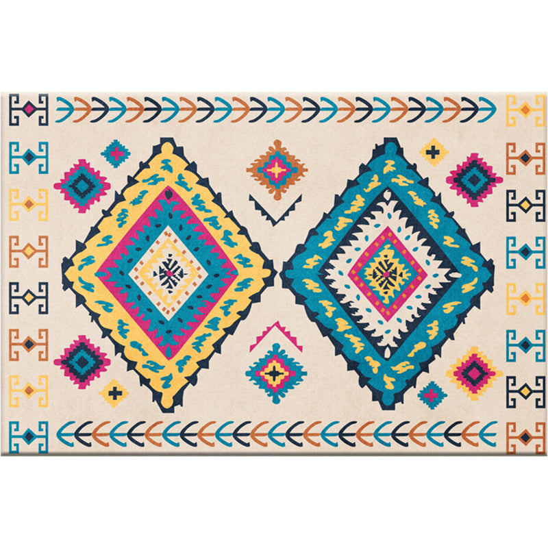 Tapis de motif géométrique chic Synthétique Synthétique Synthétique Multi-colored Synthetics Tapis résistant aux taches non glissables pour le salon