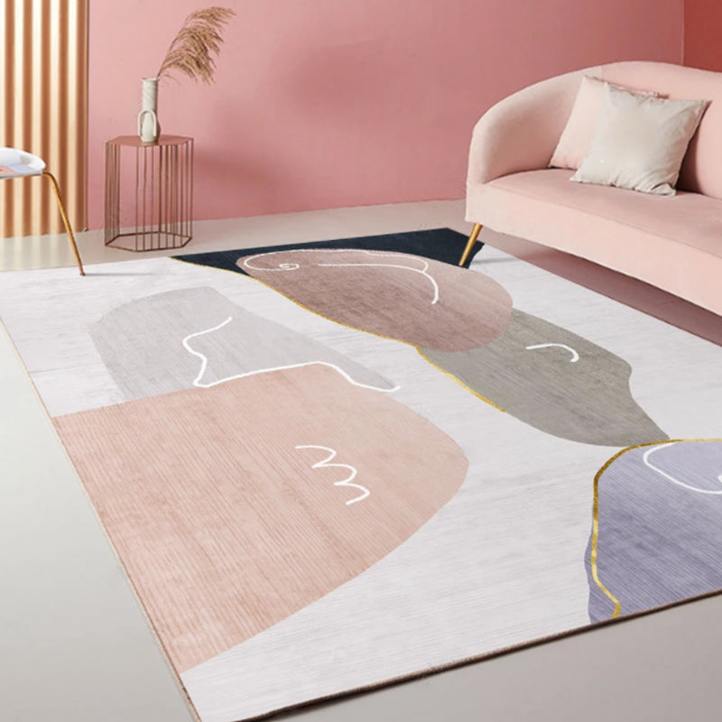 Bohemian Style Geometric Patterned Rug Multi-Colored Polypropylene Rug Anti-Slip Backing Pet Friendly Washable Rug for Home
