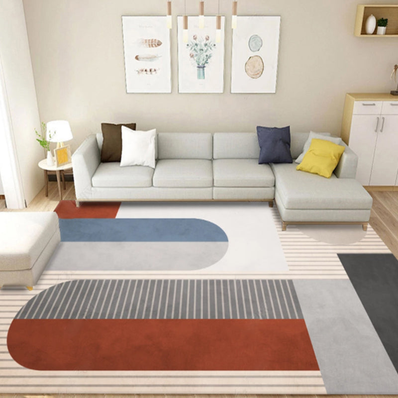 Bohemian Style Geometric Patterned Rug Multi-Colored Polypropylene Rug Anti-Slip Backing Pet Friendly Washable Rug for Home