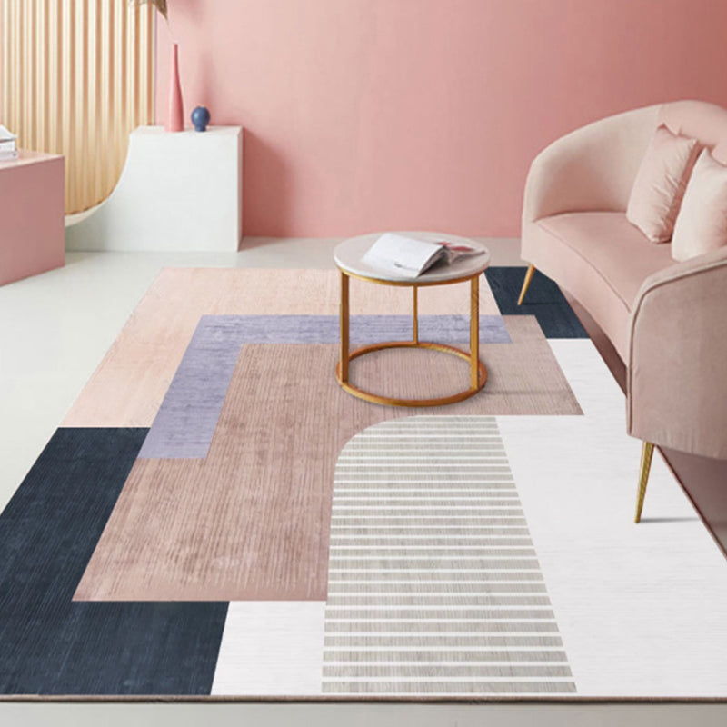 Bohemian Style Geometric Patterned Rug Multi-Colored Polypropylene Rug Anti-Slip Backing Pet Friendly Washable Rug for Home