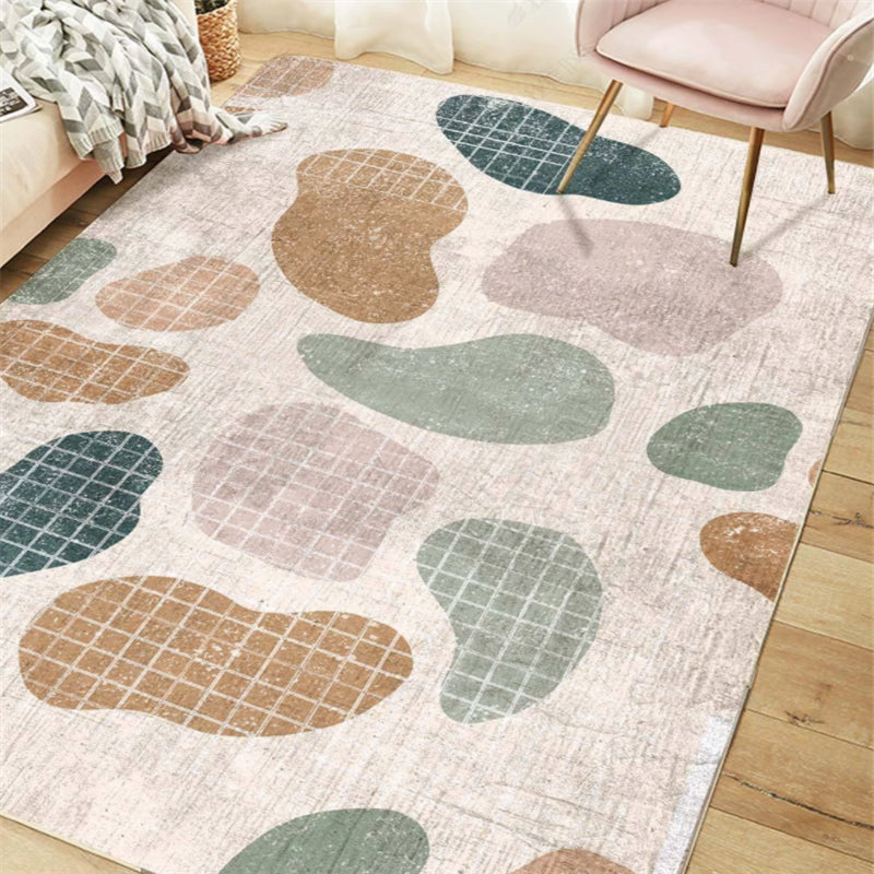 Bohemian Style Geometric Patterned Rug Multi-Colored Polypropylene Rug Anti-Slip Backing Pet Friendly Washable Rug for Home