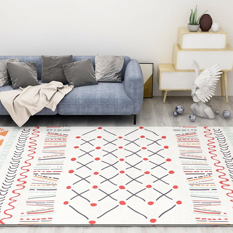 Fancy Moroccan Rug Multicolor Symmetric Geometry Rug Stain Resistant Non-Slip Machine Washable Rug for Home Decor