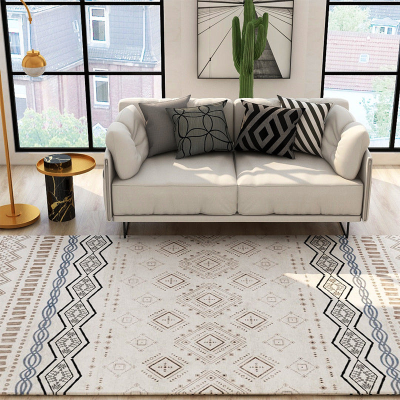 Fancy Moroccan Rug Multicolor Symmetric Geometry Rug Stain Resistant Non-Slip Machine Washable Rug for Home Decor