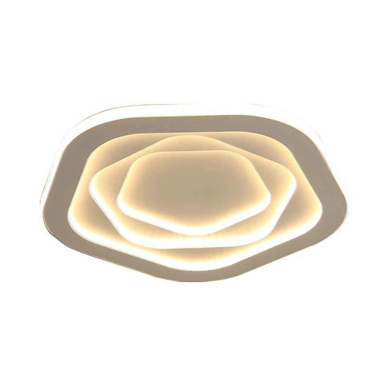 16"/19.5"/23.5" W Simple LED Acrylic Flush Mount White Pentagon Flush Ceiling Light with Acrylic Shade, Warm/White Light