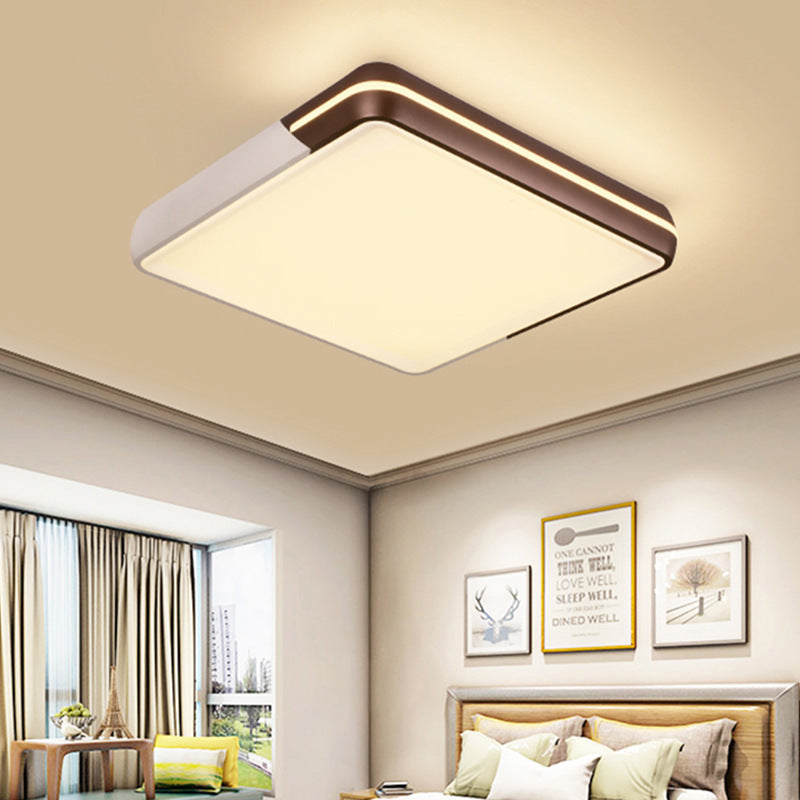 Minimalist Rectangular LED Flush Mount Light 19"/23"/25.5" W Acrylic Living Room Ceiling Lamp in Warm/White Light