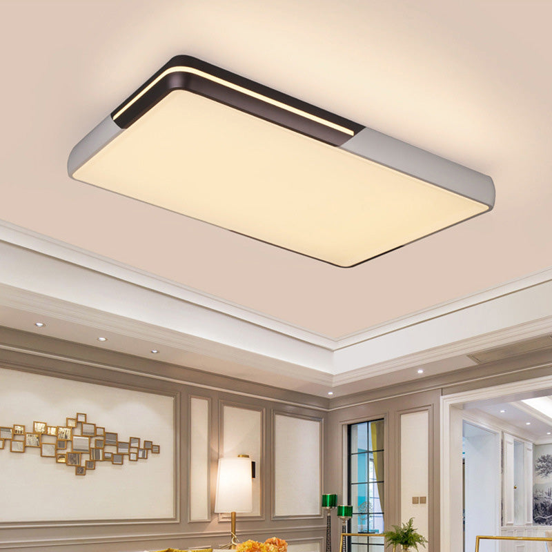 Minimalist Rectangular LED Flush Mount Light 19"/23"/25.5" W Acrylic Living Room Ceiling Lamp in Warm/White Light