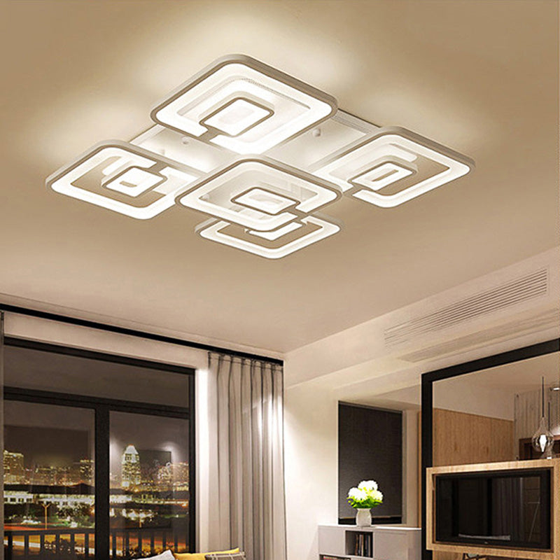 Moderne 5/8-kops LED-inbouwlamp Witte meerlaagse plafondlamp met acrylkap in warm/wit/natuurlijk licht