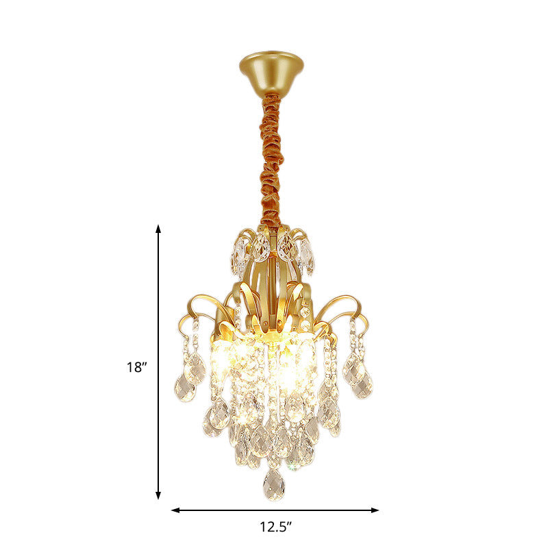 Éclairage de suspension de bras incurvé or moderne 3/7 lumières Crystal Drip lustre luminaire pour le salon