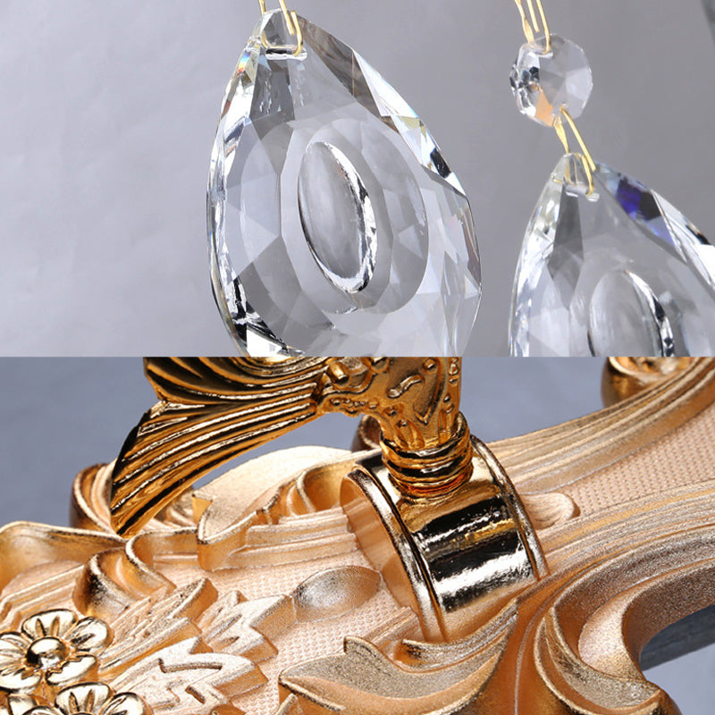 Candelabra Wall Lamp Crystal Crystal 2 Lights Gold Wall Mount Lumière pour Corridor