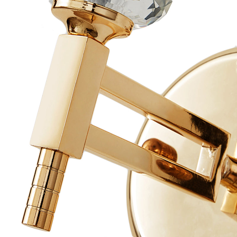 Eigentijds 1 licht wandlamp met een kristalschaduw gouden cilinder sconce licht