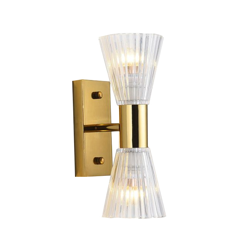 Luminaire mural de sablier en cristal Simple Style 2 lumières Gold Up and Down Wall Sconce Light