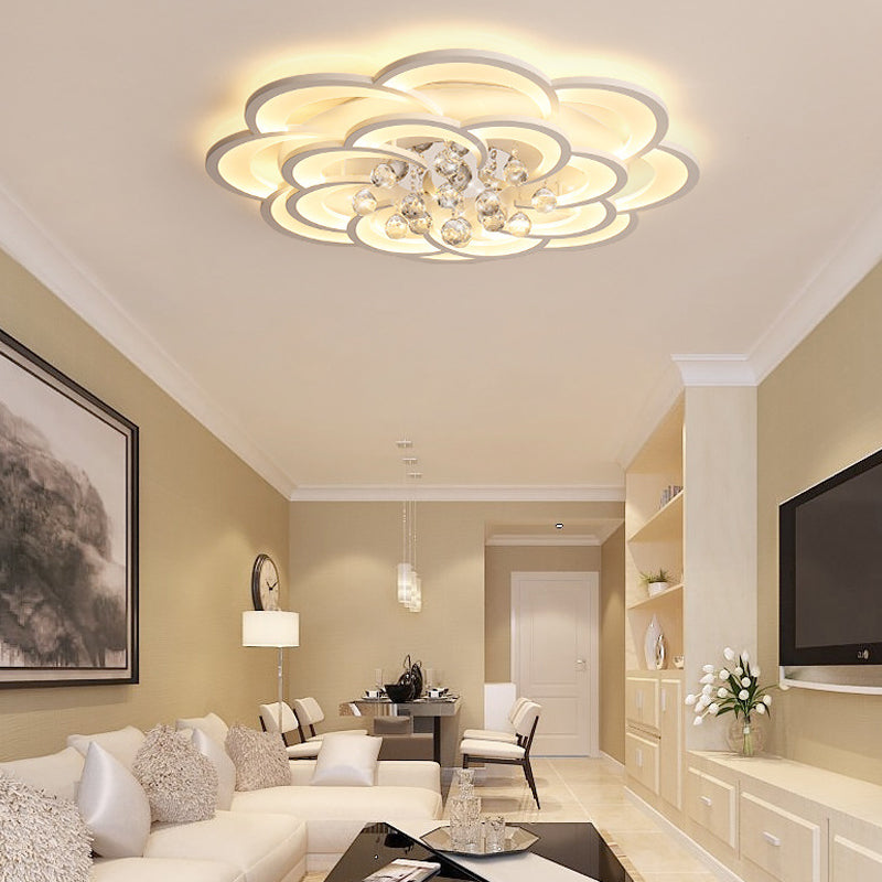 Acrylic Flower LED Flush Mount Modern 20.5"/27"/31.5" Wide Ceiling Light Fixture in Warm/White Light for Living Room