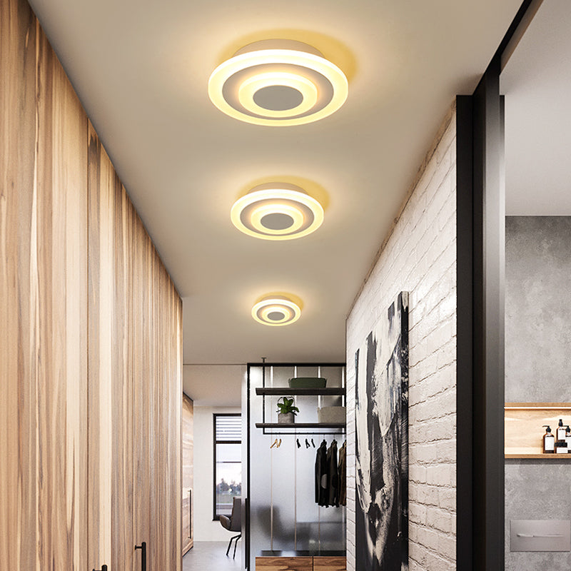 White/Coffee LED Corridor Flush Ceiling Lamp Simple Acrylic Round/Square Flushmount Lighting in Warm/White/Natural Light