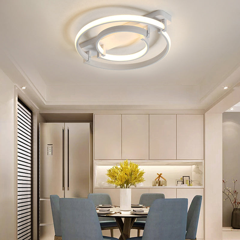 Kreisförmige Schlafzimmer Deckenlampe Einfachheit Acryl LED Schwarz/Weiß Flush Mount in Warm/White Light, 16 "/19.5" /23.5 " Breite