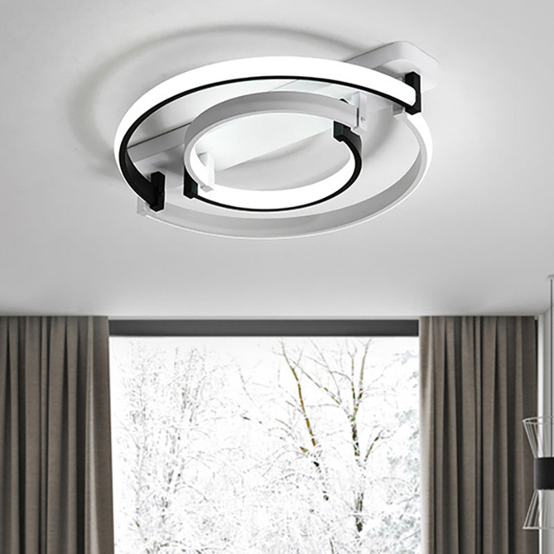 Kreisförmige Schlafzimmer Deckenlampe Einfachheit Acryl LED Schwarz/Weiß Flush Mount in Warm/White Light, 16 "/19.5" /23.5 " Breite
